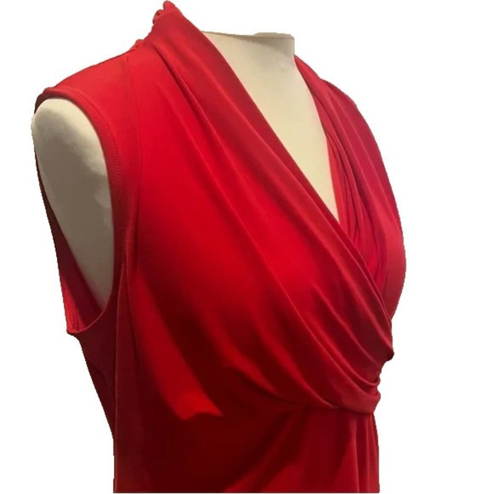 DKNY Womens SLEEVELESS WRAP Top Size L Red